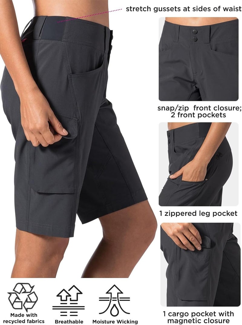 Terry Bike Shorts Women Padded Metro Regular 11.5 Inch Mountain Bike Hiking Shorts with Removable Cycling Padded Liner - Image 4
